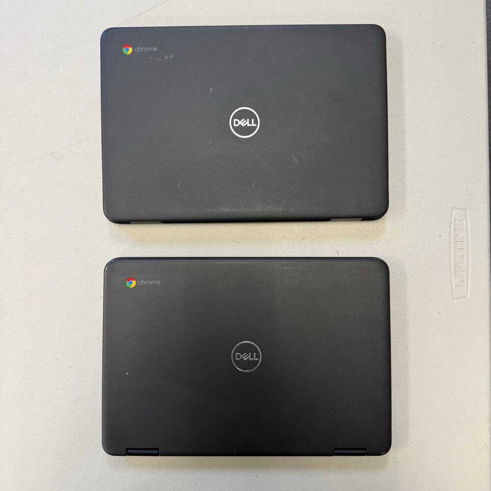 LOT OF 2 - DELL CHROMEBOOK (1) LOCKED WITH FUSD (1) UNLOCKED HYBRID NO CABLE